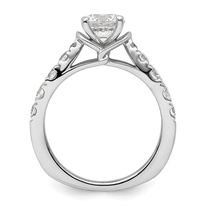 14K Weißgold Verlobungsring mit 0,75 ct. im Labor gezüchteten Diamanten VS/SI+ G+, 1 ct. rundem Mittelstein, Semi-Mount und gemeinsam gefassten Krappen (Shared Prong)
