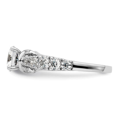 14K Weißgold Verlobungsring mit 0,75 ct. im Labor gezüchteten Diamanten VS/SI+ G+, 1 ct. rundem Mittelstein, Semi-Mount und gemeinsam gefassten Krappen (Shared Prong)
