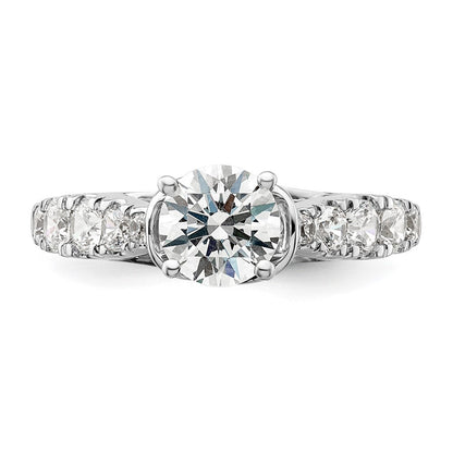 14K Weißgold Verlobungsring mit 0,75 ct. im Labor gezüchteten Diamanten VS/SI+ G+, 1 ct. rundem Mittelstein, Semi-Mount und gemeinsam gefassten Krappen (Shared Prong)