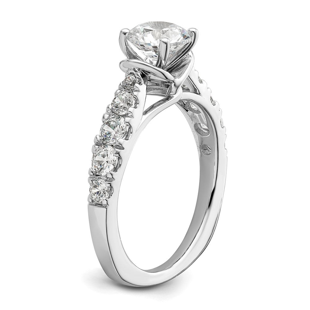 14K Weißgold Verlobungsring mit 0,75 ct. im Labor gezüchteten Diamanten VS/SI+ G+, 1 ct. rundem Mittelstein, Semi-Mount und gemeinsam gefassten Krappen (Shared Prong)