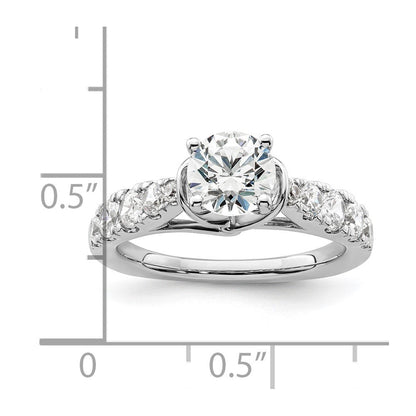 14K Weißgold Verlobungsring mit 0,75 ct. im Labor gezüchteten Diamanten VS/SI+ G+, 1 ct. rundem Mittelstein, Semi-Mount und gemeinsam gefassten Krappen (Shared Prong)