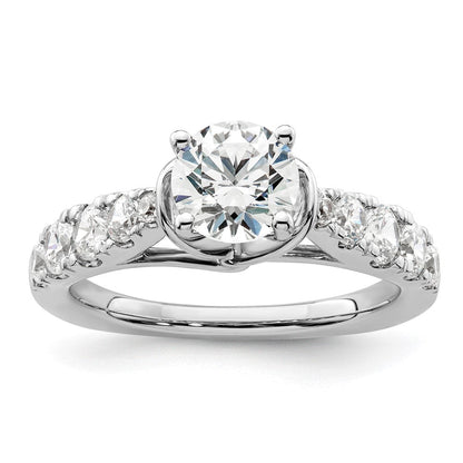 14K Weißgold Verlobungsring mit 0,75 ct. im Labor gezüchteten Diamanten VS/SI+ G+, 1 ct. rundem Mittelstein, Semi-Mount und gemeinsam gefassten Krappen (Shared Prong)