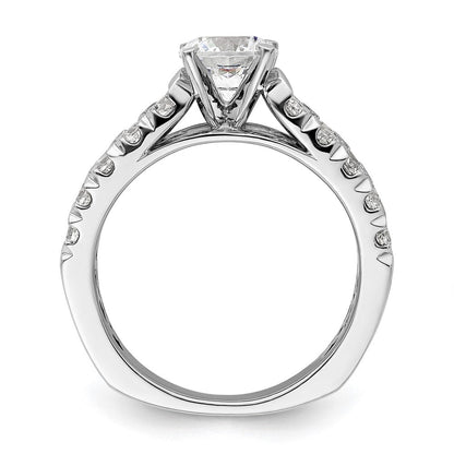 14K Weißgold Verlobungsring mit 1,1 ct. Labordiamant VS/SI+ G+, 1 ct. rundem Mittelstein in gemeinsamer Krappenfassung