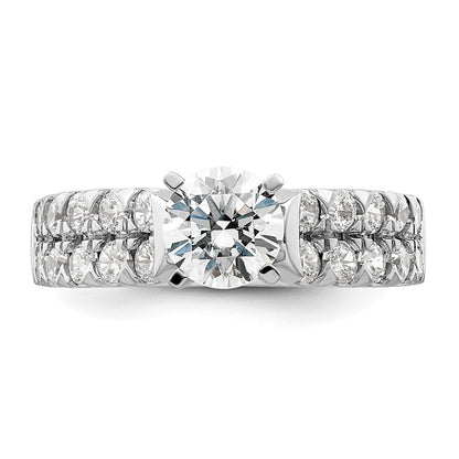 14K Weißgold Verlobungsring mit 1,1 ct. Labordiamant VS/SI+ G+, 1 ct. rundem Mittelstein in gemeinsamer Krappenfassung