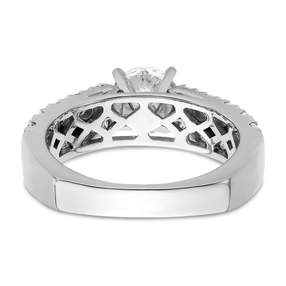 14K Weißgold Verlobungsring mit 1,1 ct. Labordiamant VS/SI+ G+, 1 ct. rundem Mittelstein in gemeinsamer Krappenfassung