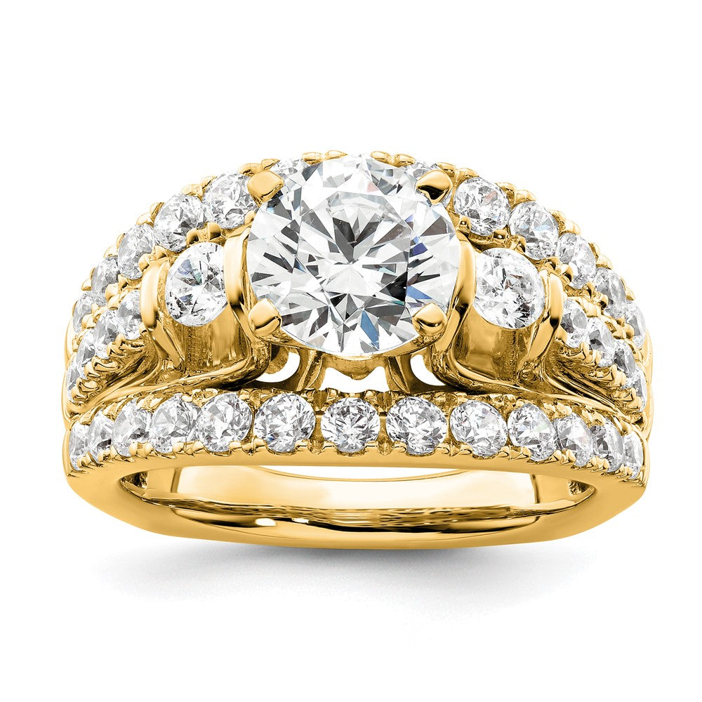14K Gelbgold Verlobungsring mit 1,375 ct. Laborgezüchtetem Diamant VS/SI+ G+, 1,5 ct. Mittelstein, Rund, Krappenfassung