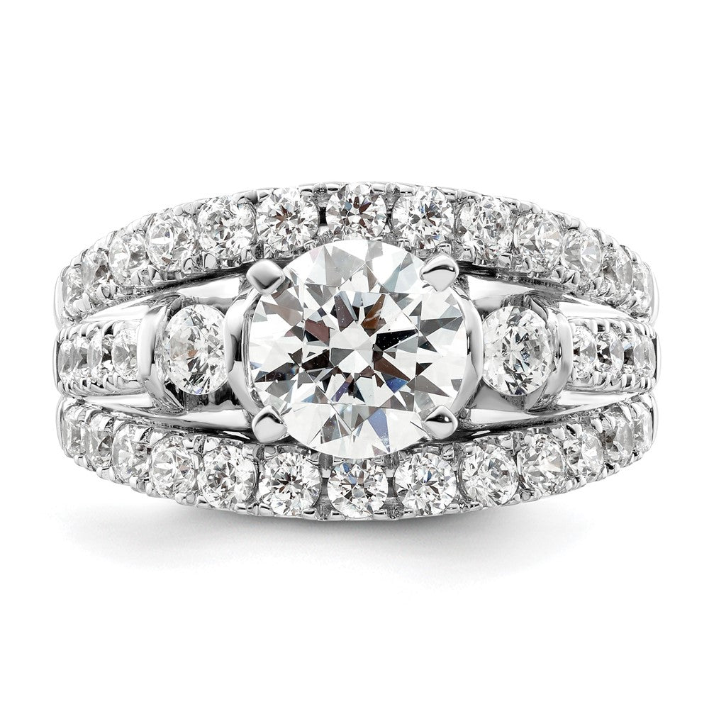 14K Weißgold Verlobungsring mit 1,375 ct. Laborgezüchtetem Diamant VS/SI+ G+ und 1,5 ct. rundem Mittelstein in Shared-Prong-Fassung