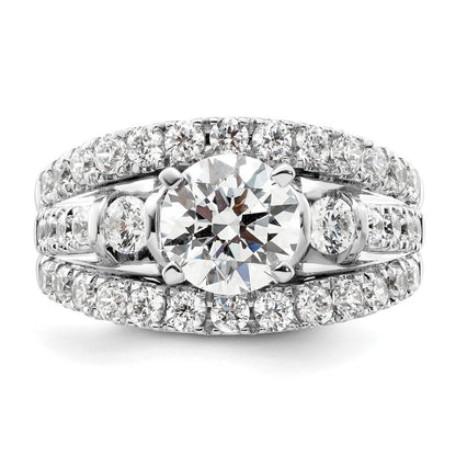 14K Weißgold Verlobungsring mit 1,375 ct. Laborgezüchtetem Diamant VS/SI+ G+ und 1,5 ct. rundem Mittelstein in Shared-Prong-Fassung