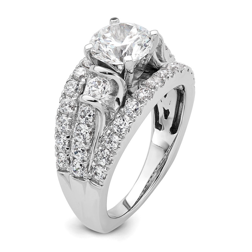 14K Weißgold Verlobungsring mit 1,375 ct. Laborgezüchtetem Diamant VS/SI+ G+ und 1,5 ct. rundem Mittelstein in Shared-Prong-Fassung