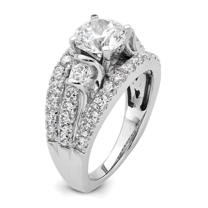 14K Weißgold Verlobungsring mit 1,375 ct. Laborgezüchtetem Diamant VS/SI+ G+ und 1,5 ct. rundem Mittelstein in Shared-Prong-Fassung
