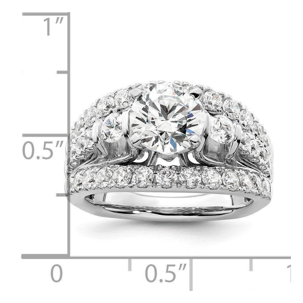 14K Weißgold Verlobungsring mit 1,375 ct. Laborgezüchtetem Diamant VS/SI+ G+ und 1,5 ct. rundem Mittelstein in Shared-Prong-Fassung