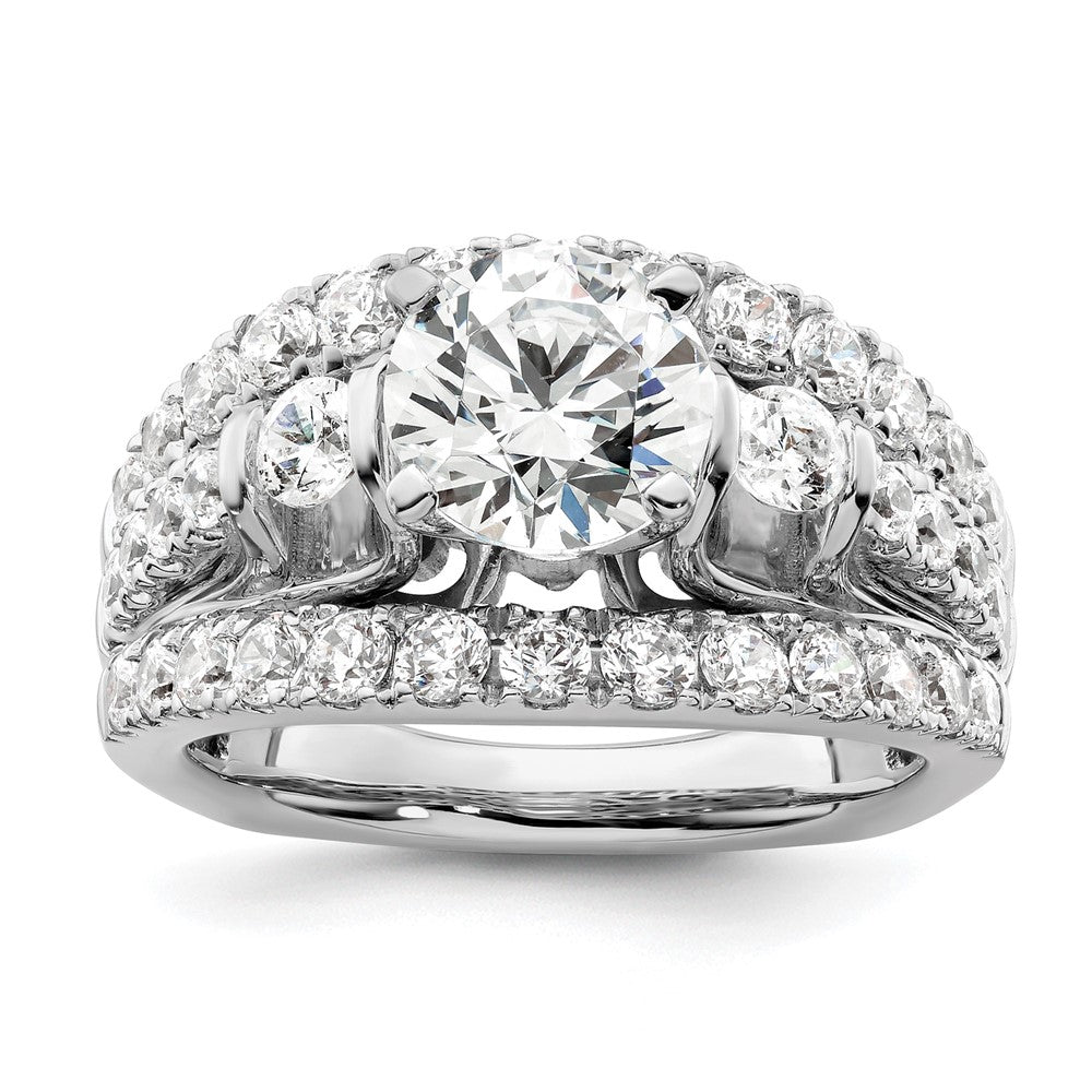 14K Weißgold Verlobungsring mit 1,375 ct. Laborgezüchtetem Diamant VS/SI+ G+ und 1,5 ct. rundem Mittelstein in Shared-Prong-Fassung