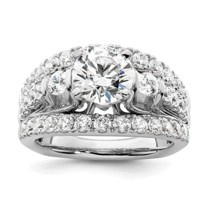 14K Weißgold Verlobungsring mit 1,375 ct. Laborgezüchtetem Diamant VS/SI+ G+ und 1,5 ct. rundem Mittelstein in Shared-Prong-Fassung