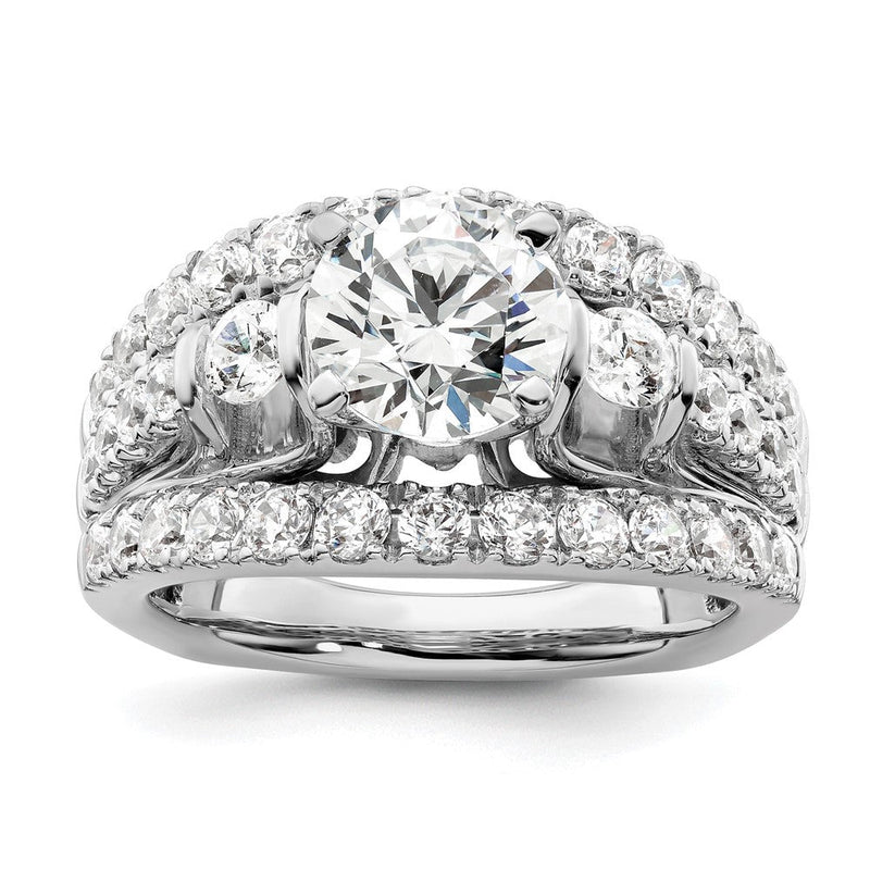 14K Weißgold Verlobungsring mit 1,375 ct. Laborgezüchtetem Diamant VS/SI+ G+ und 1,5 ct. rundem Mittelstein in Shared-Prong-Fassung