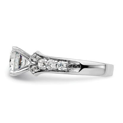 14K Weißgold 0,625 ct. Laborgezüchteter Diamant VS/SI+ G+ 1,5 ct. Mittelstein Rund Gemeinsame Krappenfassung Verlobungsring