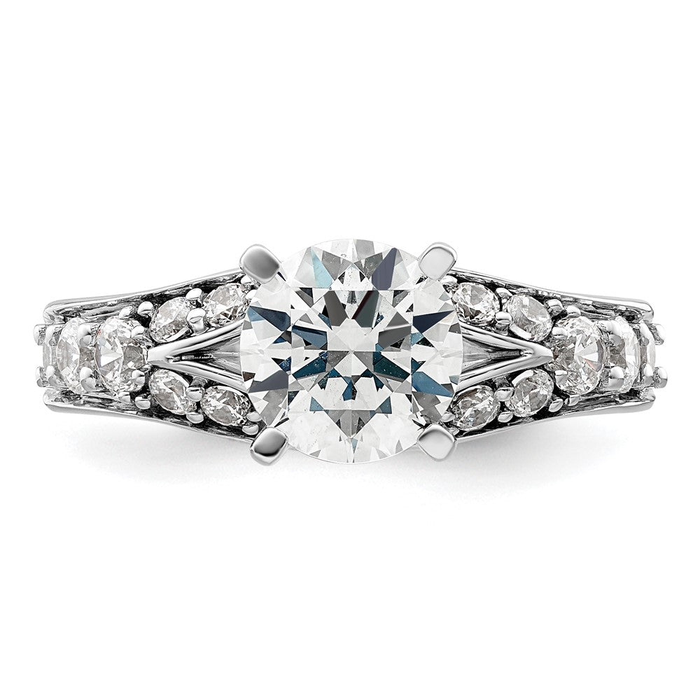 14K Weißgold 0,625 ct. Laborgezüchteter Diamant VS/SI+ G+ 1,5 ct. Mittelstein Rund Gemeinsame Krappenfassung Verlobungsring