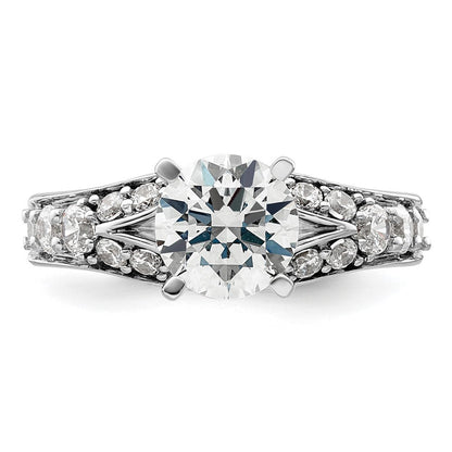 14K Weißgold 0,625 ct. Laborgezüchteter Diamant VS/SI+ G+ 1,5 ct. Mittelstein Rund Gemeinsame Krappenfassung Verlobungsring