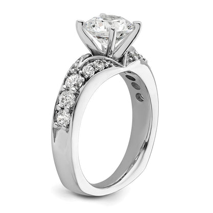 14K Weißgold 0,625 ct. Laborgezüchteter Diamant VS/SI+ G+ 1,5 ct. Mittelstein Rund Gemeinsame Krappenfassung Verlobungsring