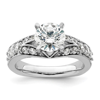 14K Weißgold 0,625 ct. Laborgezüchteter Diamant VS/SI+ G+ 1,5 ct. Mittelstein Rund Gemeinsame Krappenfassung Verlobungsring