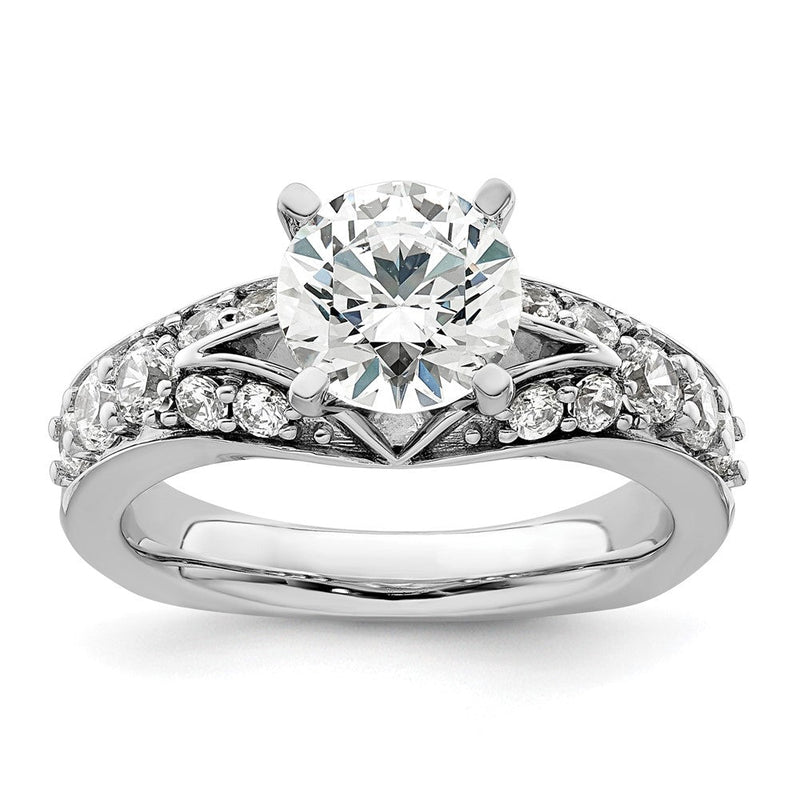 14K Weißgold 0,625 ct. Laborgezüchteter Diamant VS/SI+ G+ 1,5 ct. Mittelstein Rund Gemeinsame Krappenfassung Verlobungsring
