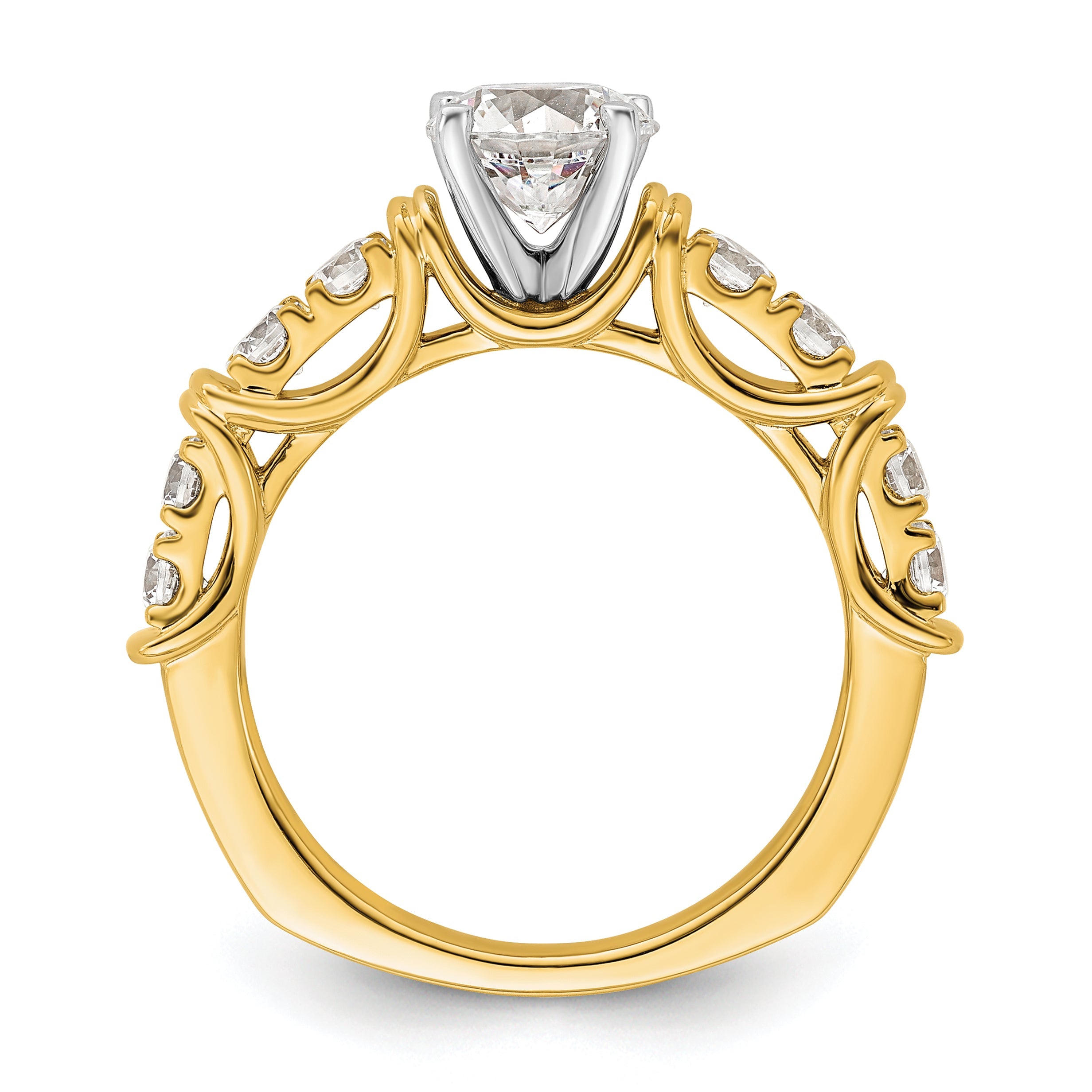 14k Gelbgold Two Tone 0,62 ct. Lab Grown Diamant VS/SI+ G+ 1 ct. Center Round Shared Prong Verlobungsring