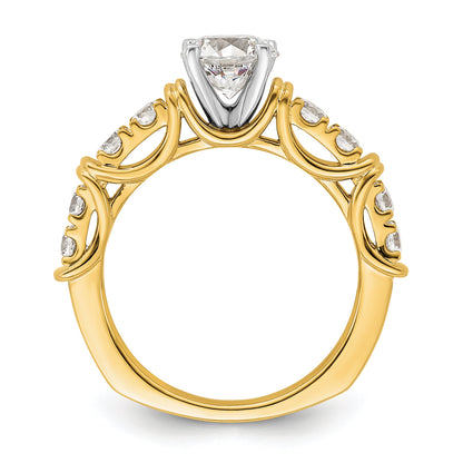 14k Gelbgold Two Tone 0,62 ct. Lab Grown Diamant VS/SI+ G+ 1 ct. Center Round Shared Prong Verlobungsring