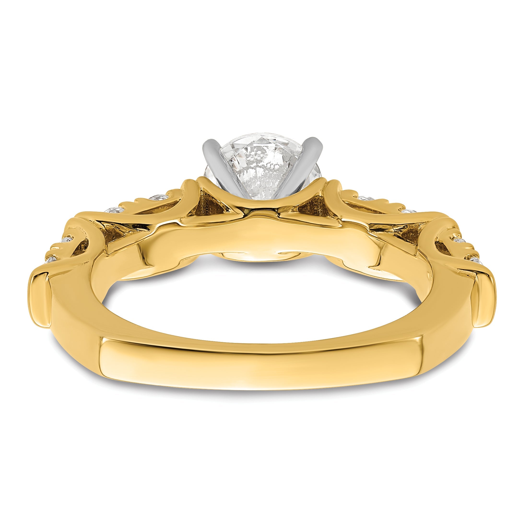 14k Gelbgold Two Tone 0,62 ct. Lab Grown Diamant VS/SI+ G+ 1 ct. Center Round Shared Prong Verlobungsring