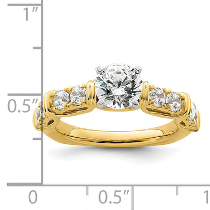 14k Gelbgold Two Tone 0,62 ct. Lab Grown Diamant VS/SI+ G+ 1 ct. Center Round Shared Prong Verlobungsring