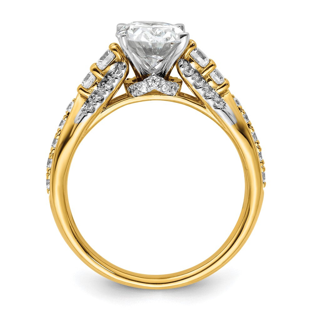 14K Gelbgold Verlobungsring mit 0,625 ct. laborgezüchteten Diamanten VS/SI+ G+ und 1 ct. ovalem Mittelstein