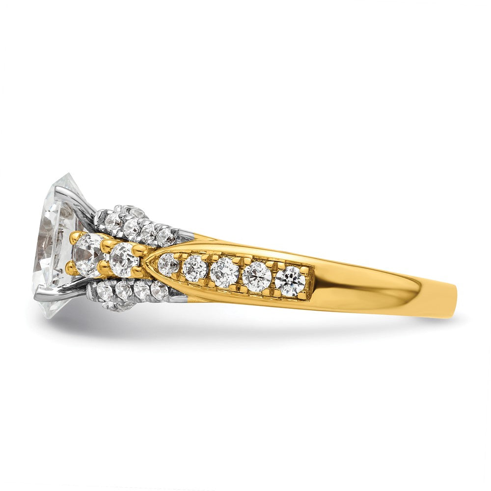 14K Gelbgold Verlobungsring mit 0,625 ct. laborgezüchteten Diamanten VS/SI+ G+ und 1 ct. ovalem Mittelstein
