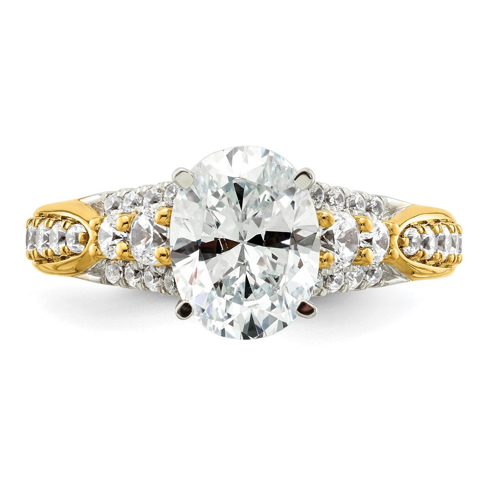 14K Gelbgold Verlobungsring mit 0,625 ct. laborgezüchteten Diamanten VS/SI+ G+ und 1 ct. ovalem Mittelstein