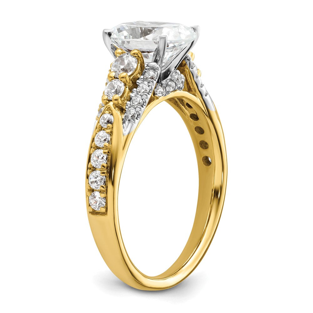 14K Gelbgold Verlobungsring mit 0,625 ct. laborgezüchteten Diamanten VS/SI+ G+ und 1 ct. ovalem Mittelstein