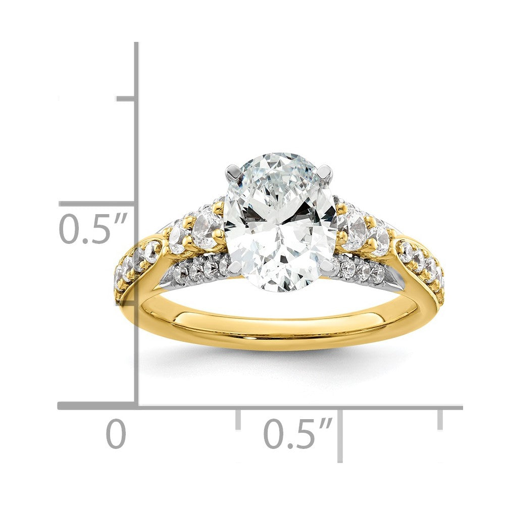 14K Gelbgold Verlobungsring mit 0,625 ct. laborgezüchteten Diamanten VS/SI+ G+ und 1 ct. ovalem Mittelstein