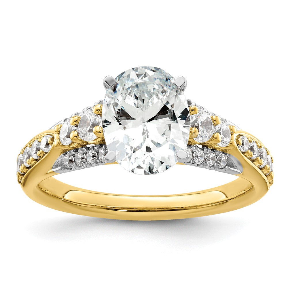14K Gelbgold Verlobungsring mit 0,625 ct. laborgezüchteten Diamanten VS/SI+ G+ und 1 ct. ovalem Mittelstein