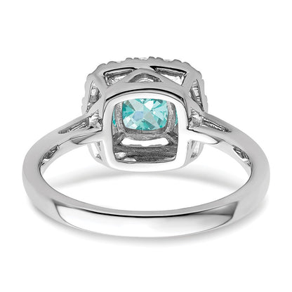 Pure Serenity 14K Weißgold Ring mit 0,25 ct. laborgezüchtetem Diamant VS/SI+ G+ und Halo laborgezüchtetem Paraiba