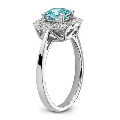 Pure Serenity 14K Weißgold Ring mit 0,25 ct. laborgezüchtetem Diamant VS/SI+ G+ und Halo laborgezüchtetem Paraiba