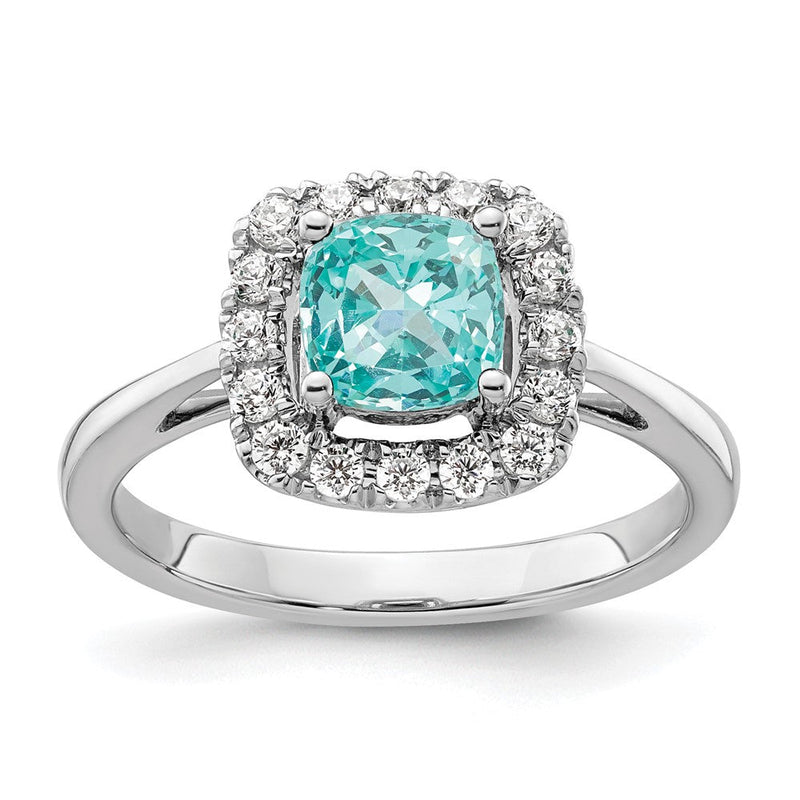 Pure Serenity 14K Weißgold Ring mit 0,25 ct. laborgezüchtetem Diamant VS/SI+ G+ und Halo laborgezüchtetem Paraiba