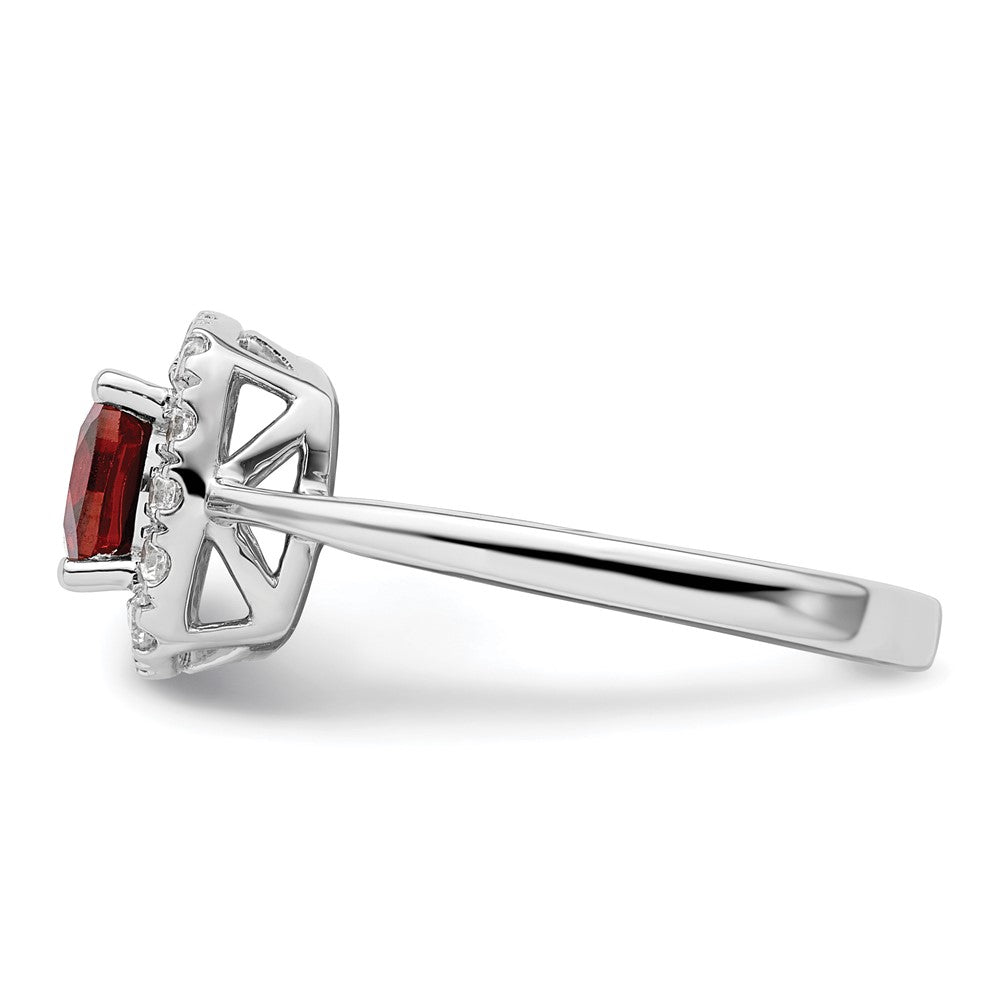 14K Weißgold Ring mit 0,25 ct. im Labor gezüchteten Diamanten VS/SI+ G+ und Granat-Halo, Januar-Geburtsstein