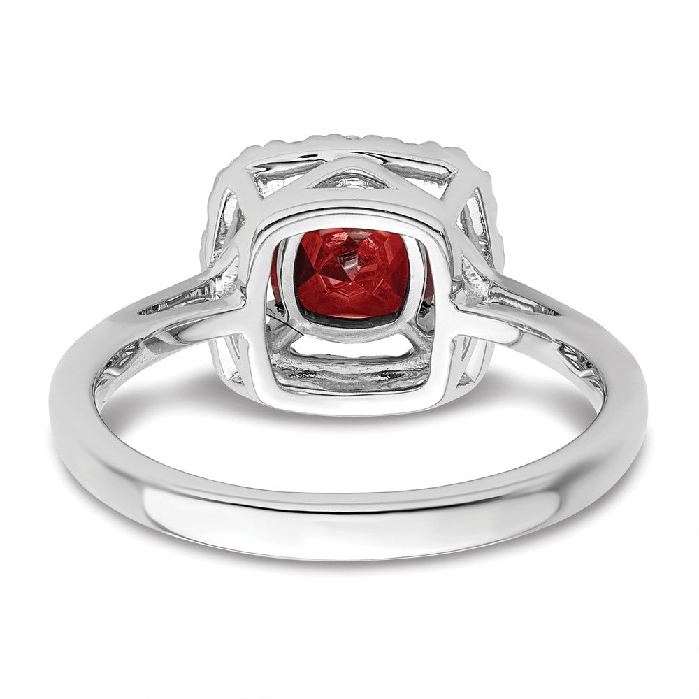 14K Weißgold Ring mit 0,25 ct. im Labor gezüchteten Diamanten VS/SI+ G+ und Granat-Halo, Januar-Geburtsstein