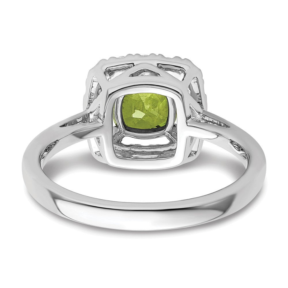 14K Weißgold Halo-Ring mit 0,25 ct. im Labor gezüchteten Diamanten VS/SI+ G+ und Peridot als Augustgeburtsstein