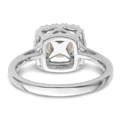 14K Weißgold Ring mit 0,25 ct. Laborgezüchtetem Diamant VS/SI+ G+ und Zuchtperlen (Juni-Geburtsstein) in Halo-Fassung