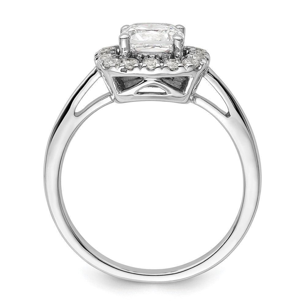 14K Weißgold Ring mit 0,25 ct. Labor-gezüchteten Diamanten VS/SI+ G+ und Weißem Saphir (Aprilgeburtsstein) mit Halo-Fassung