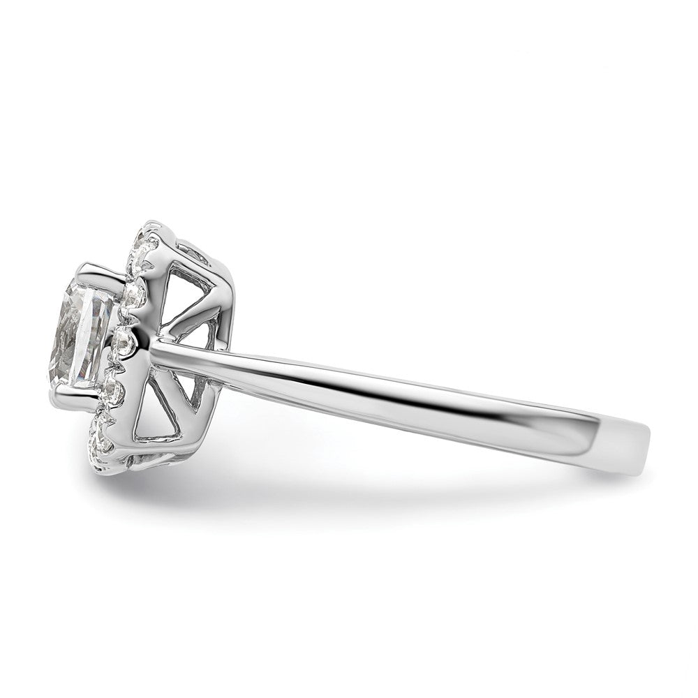 14K Weißgold Ring mit 0,25 ct. Labor-gezüchteten Diamanten VS/SI+ G+ und Weißem Saphir (Aprilgeburtsstein) mit Halo-Fassung