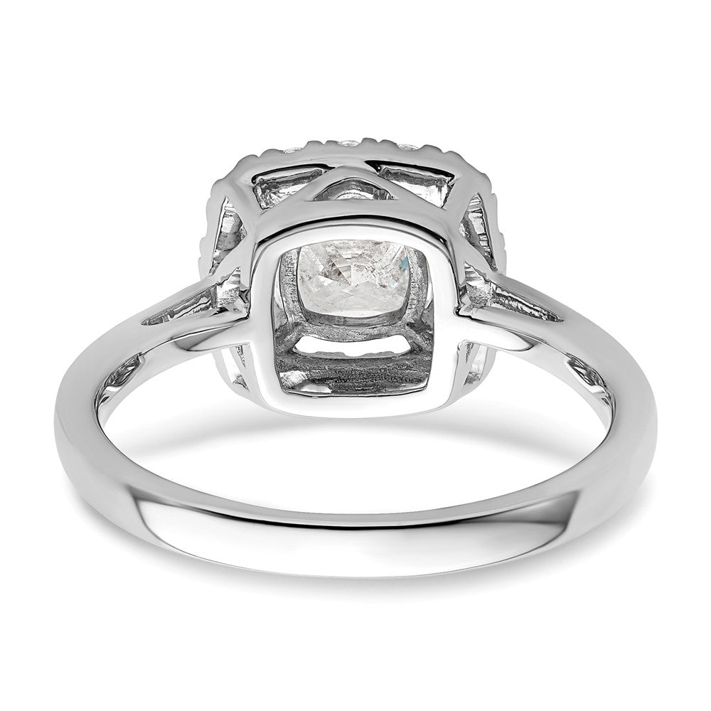 14K Weißgold Ring mit 0,25 ct. Labor-gezüchteten Diamanten VS/SI+ G+ und Weißem Saphir (Aprilgeburtsstein) mit Halo-Fassung