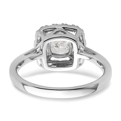 14K Weißgold Ring mit 0,25 ct. Labor-gezüchteten Diamanten VS/SI+ G+ und Weißem Saphir (Aprilgeburtsstein) mit Halo-Fassung