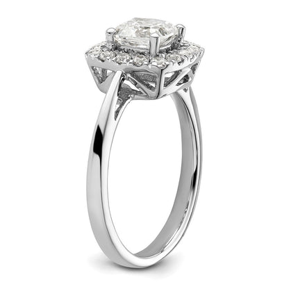 14K Weißgold Ring mit 0,25 ct. Labor-gezüchteten Diamanten VS/SI+ G+ und Weißem Saphir (Aprilgeburtsstein) mit Halo-Fassung