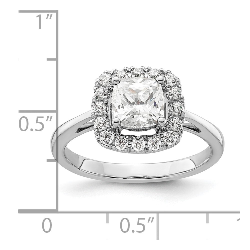 14K Weißgold Ring mit 0,25 ct. Labor-gezüchteten Diamanten VS/SI+ G+ und Weißem Saphir (Aprilgeburtsstein) mit Halo-Fassung