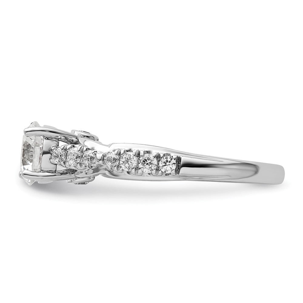 14K Weißgold Verlobungsring mit 0,375 ct. Labordiamanten VS/SI+ G+, Semi-Mount-Fassung mit gemeinsamen Krappen für 1 ct. runden Mittelstein