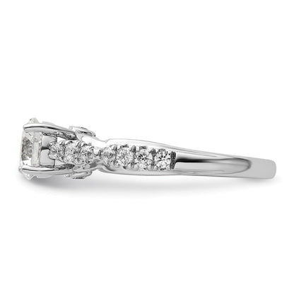 14K Weißgold Verlobungsring mit 0,375 ct. Labordiamanten VS/SI+ G+, Semi-Mount-Fassung mit gemeinsamen Krappen für 1 ct. runden Mittelstein