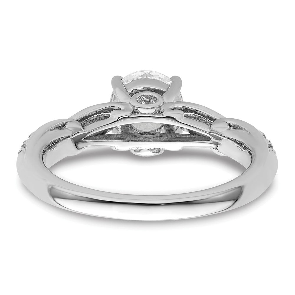 14K Weißgold Verlobungsring mit 0,375 ct. Labordiamanten VS/SI+ G+, Semi-Mount-Fassung mit gemeinsamen Krappen für 1 ct. runden Mittelstein